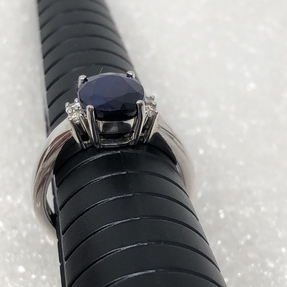 Blue Sapphire Ring Size 7 925 Sterling Silver Secondary Stones Zircons - Picture 13 of 13